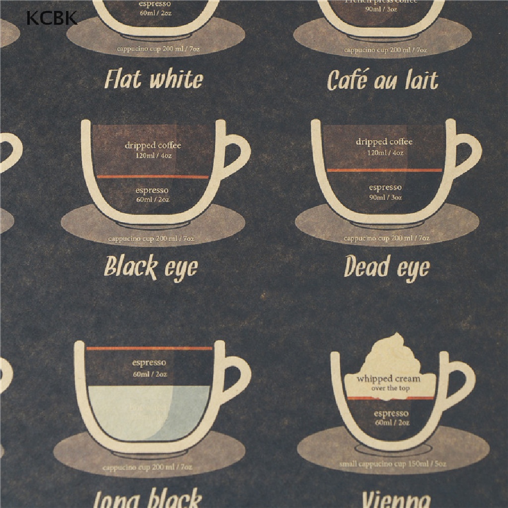 KC coffee cup bars kitchen drawing poster vintage poster retro wall sticker decor BK