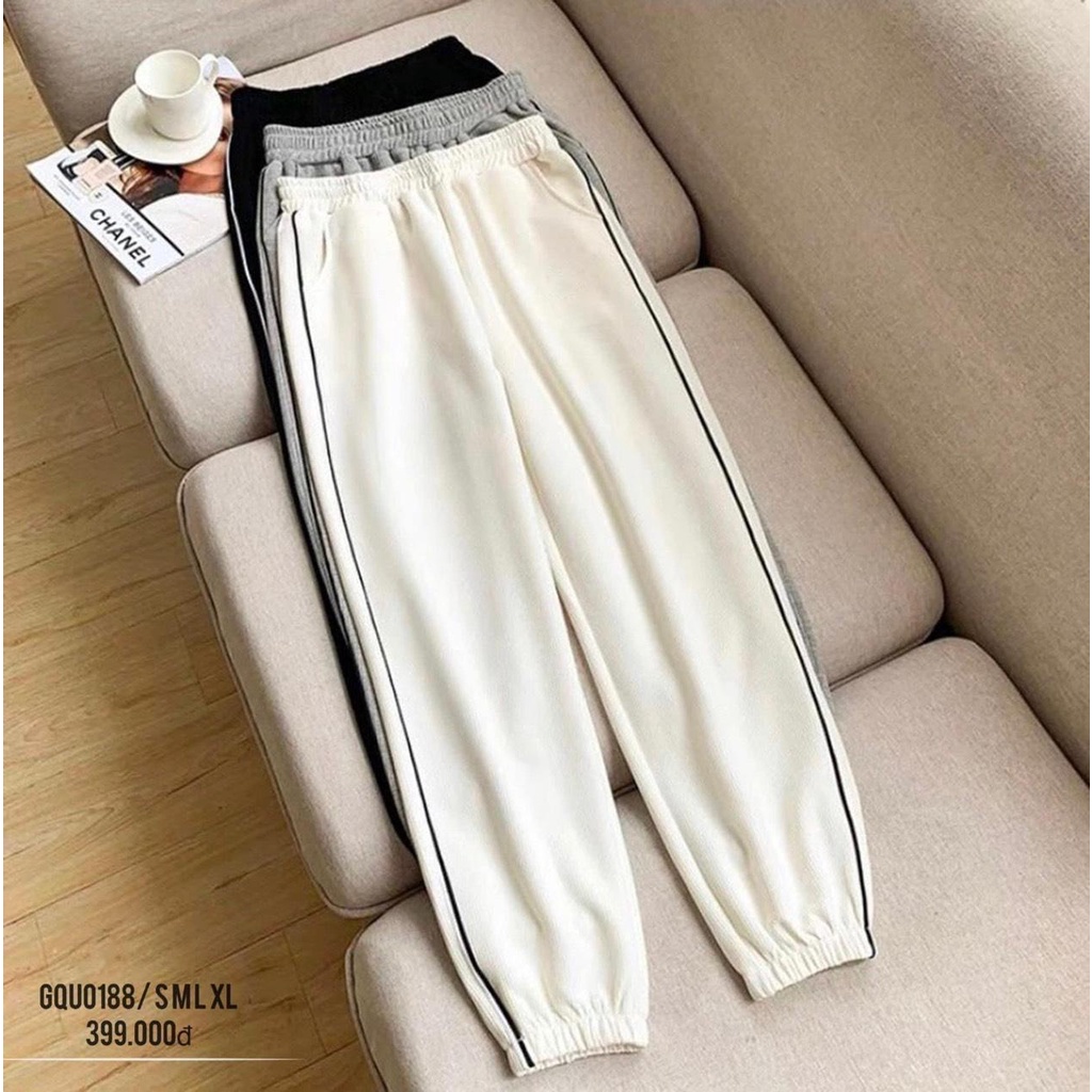 Quần jogger tổ ong bo gấu,