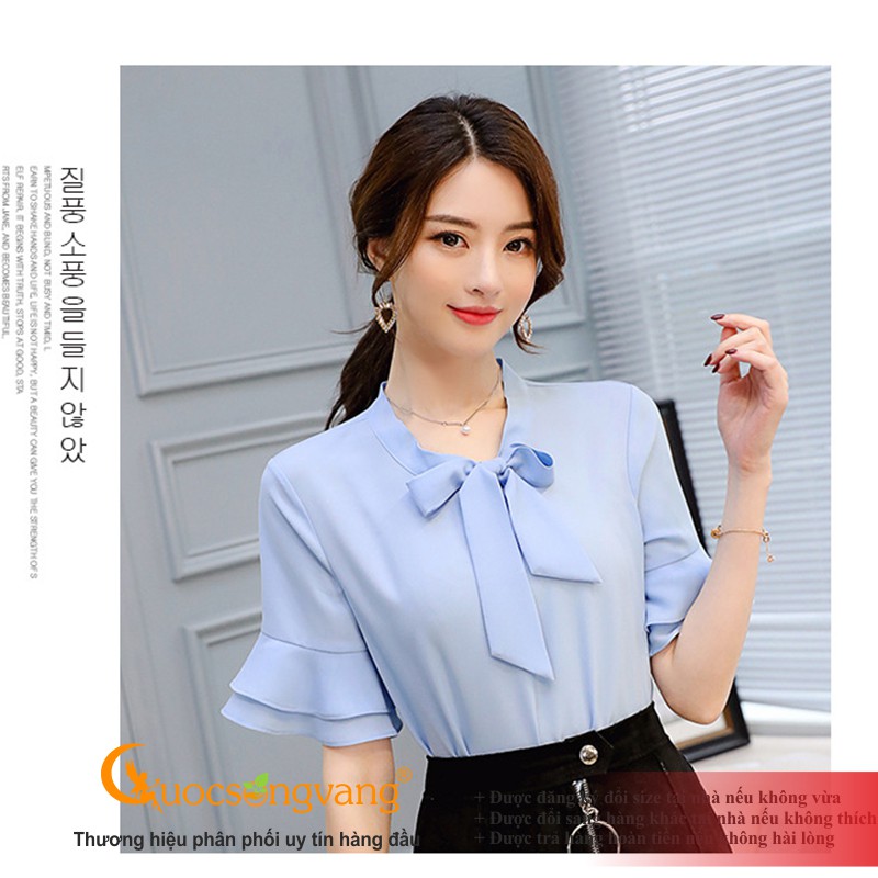 Áo công sở nữ tay loe áo kiểu thắt nơ GLA260 Cuocsongvang