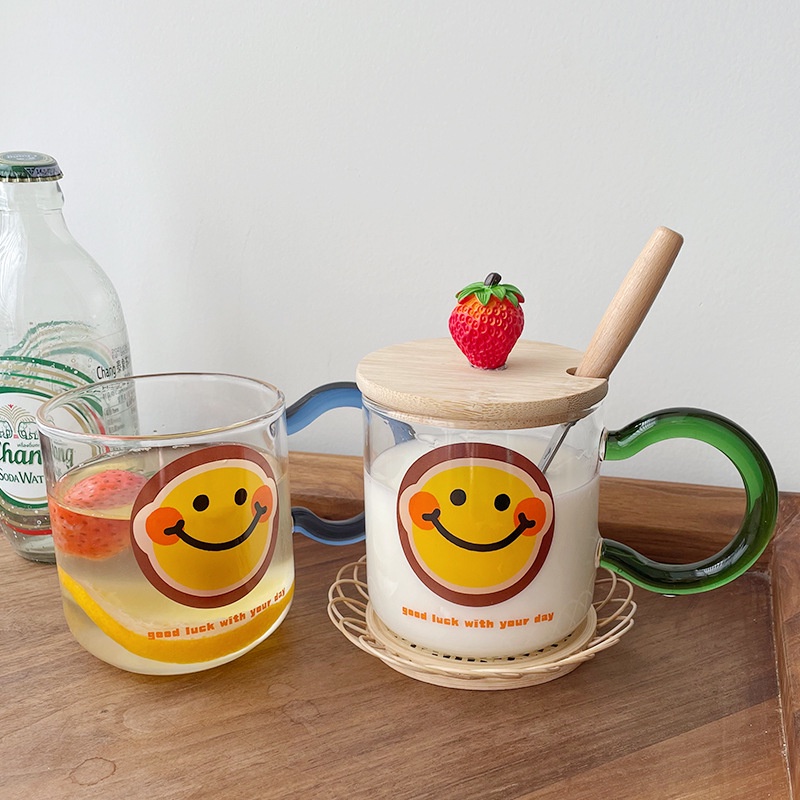 Tách, Cốc Thủy Tinh Quai Dài Mặt Cười