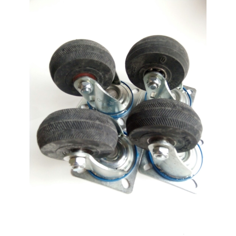 [ BÁNH CAO SU ] Bộ 4 bánh xe đẩy Cao su 125x45mm xoay 360 độ - MITUHOME, Chịu lực 200kg, có khóa chống trơn trượt