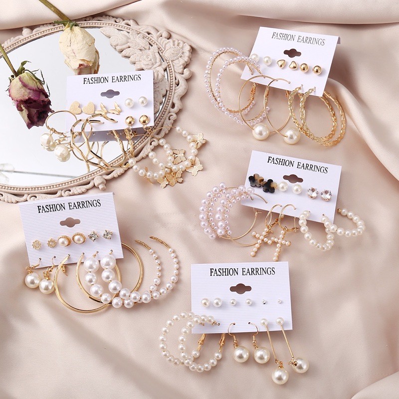 Set bông tai ngọc trai nhân tạo xinh xắn Hot Trend
