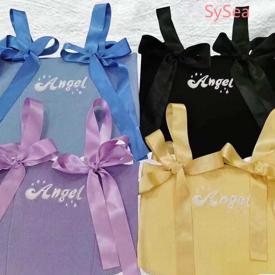 Áo Hai Dây Rút Dây Thêu Chữ Cái Thời Trang Mùa Hè