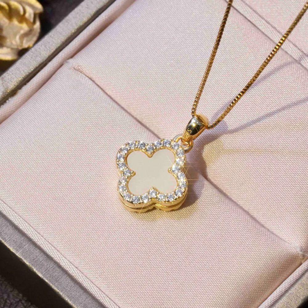 Vòng Cổ Choker Mặt Cỏ Ba Lá Đính Vỏ Sò Phong Cách Cổ Điển Cá Tính Dành Cho Nữ