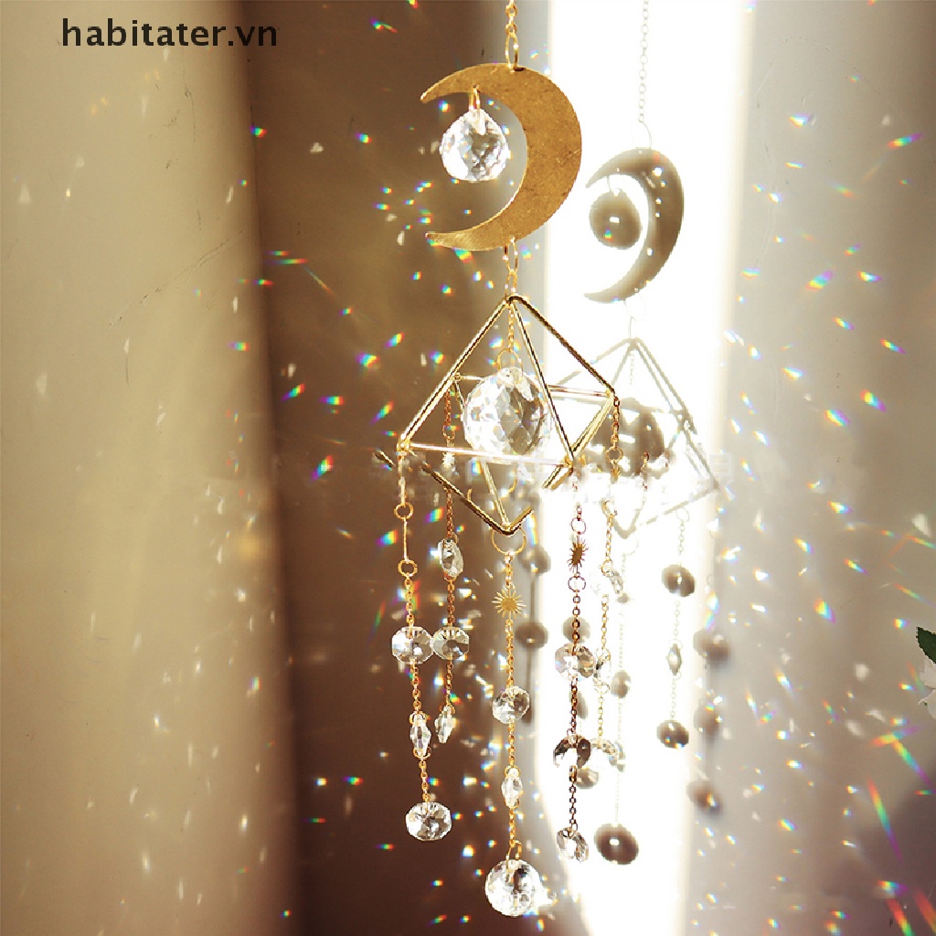 Chuông Gió Đính Hạt Pha Lê Nhiều Màu Hình Mặt Trời