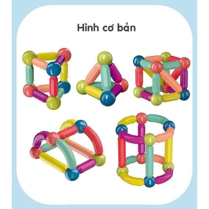 Bộ xếp hình nam châm cao cấp, ghép hình nam châm từ tính 64ct - Đồ chơi phát triển trí tuệ cho bé