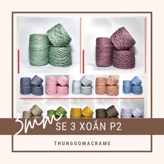Cuộn 200gr Dây thừng màu Macrame se 3 xoắn 3mm p2