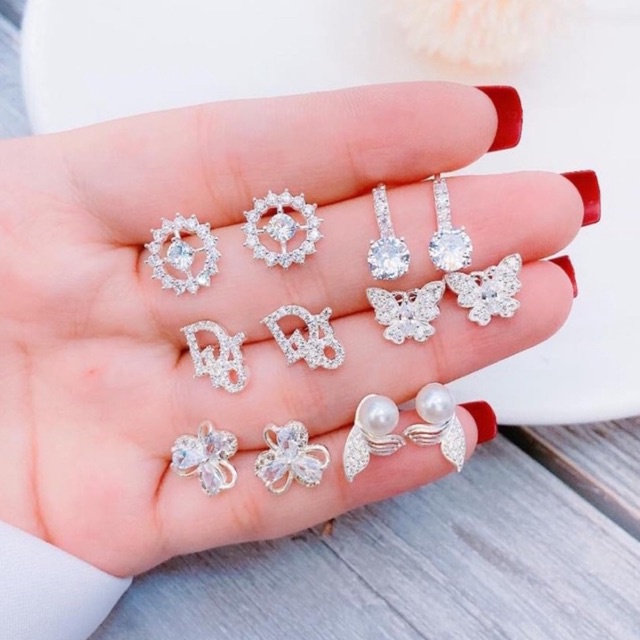 Bông tai bạc nữ,khuyên tai đồng giá 85k 1 đôi, mẫu mã đa dạng xinh xắn, tha hồ ngắm-Bạc Ngọc Anh