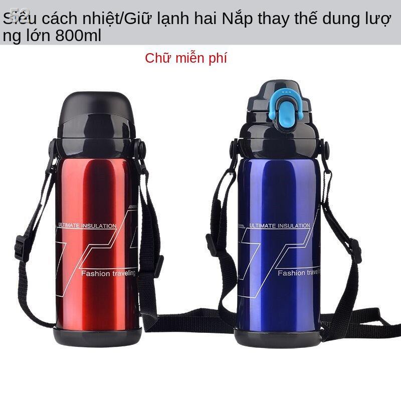 [giữ nhiệt và giữ lạnh] Bình đun thể thao có quai dung tích lớn 800ml cho học sinh nam nữ , chai nước du lịch chữU