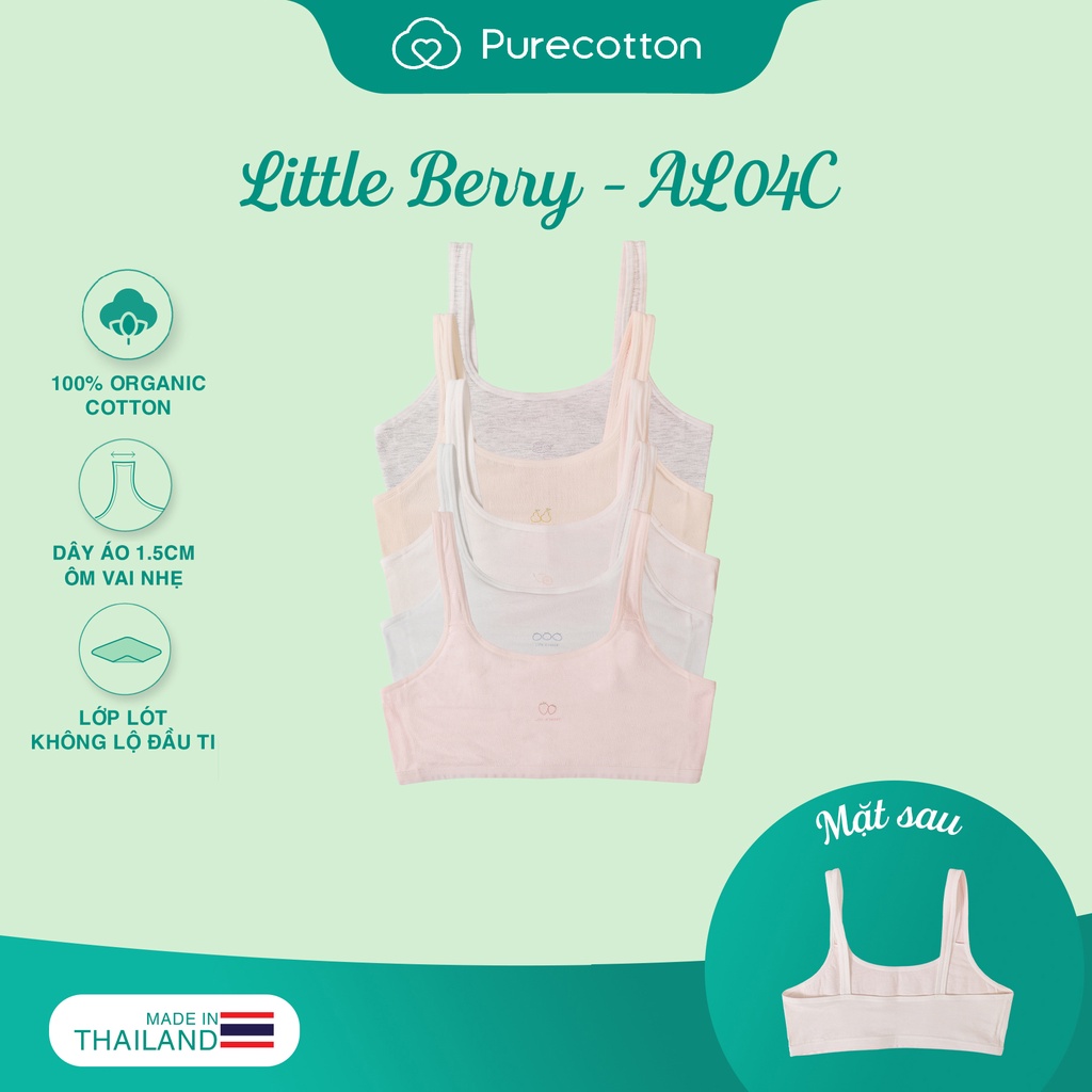 Áo lá học sinh cho bé gái mới lớn Purecotton chất liệu cotton cao cấp kiểu dáng chui đầu không đệm PC059