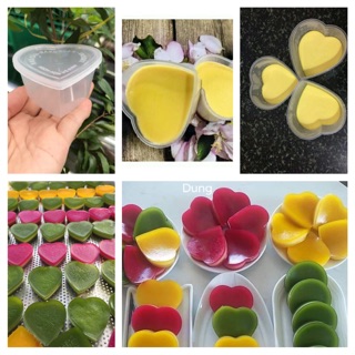 Combo 50 khuôn Flan  hình tim kèm nắp