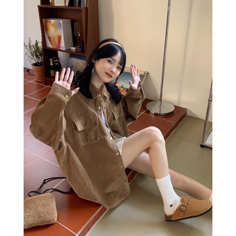 Áo Sơ mi Nhung Tăm - Áo dài tay có cổ unisex Daski | BigBuy360 - bigbuy360.vn