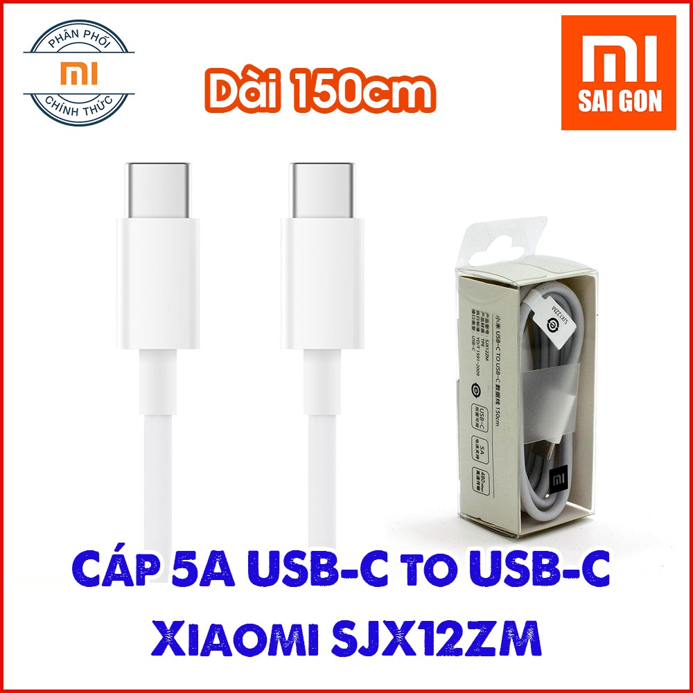 [DIGIWORLD] Cáp 5A USB type C to type C Xiaomi SJX12ZM 150cm - Hàng Chính Hãng