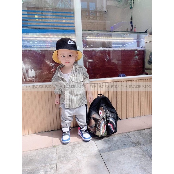 Mũ bucket - Nón tai bèo chữ thêu 2 mặt cho bé - THE HOUSE KIDS