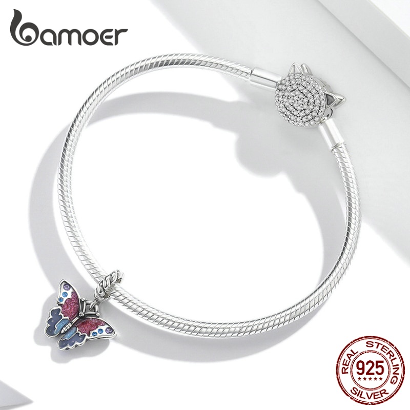 Mặt dây chuyền Bamoer Bằng Bạc 925 Tạo Hình Bướm Dành Cho Tự Làm Vòng Cổ Thời Trang