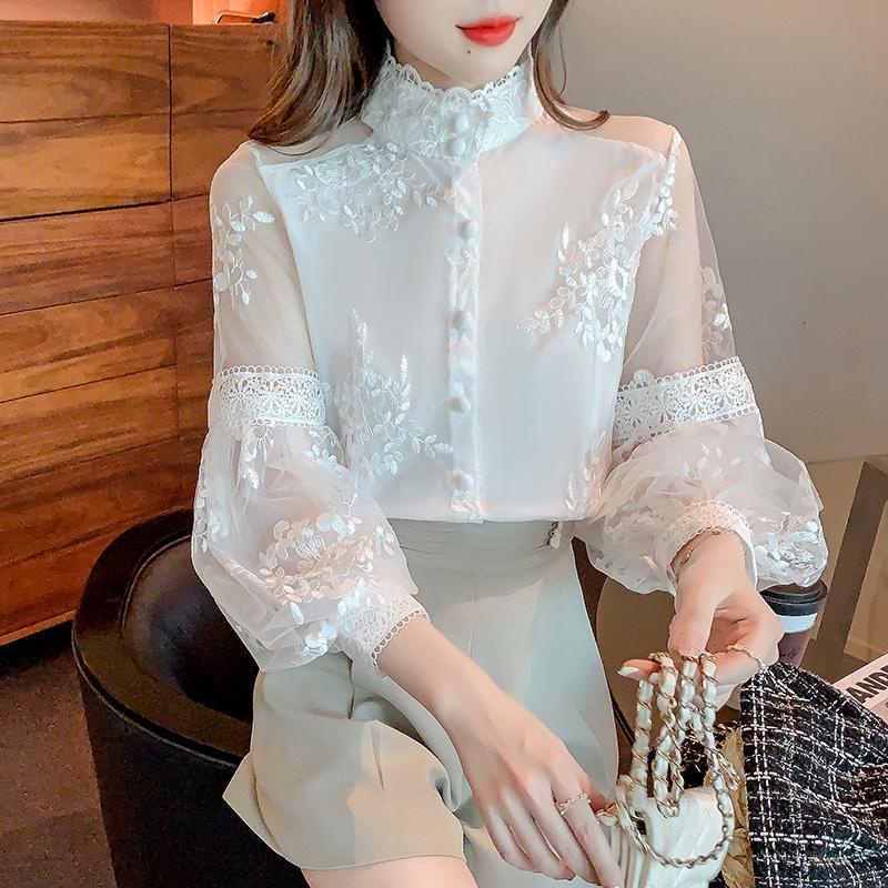 Hàng Có Sẵn Áo Sơ Mi Ren Tay Phồng Thêu Họa Tiết Phong Cách Cung Điện Phương Tây Thời Trang Mùa Xuân 2022 Mới Cho Nữ