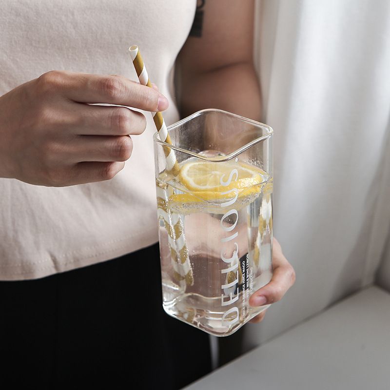 Cốc Thủy Tinh Vuông Pha Sữa, Nước Hoa Quả, Cà Phê 400ML - 500ML