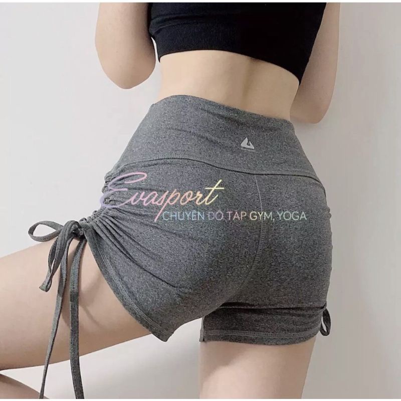 Quần đùi nữ tập gym yoga dây rút cạp cao lưng cao NaQI Vải dày cao cấp co giãn tốt ôm dáng