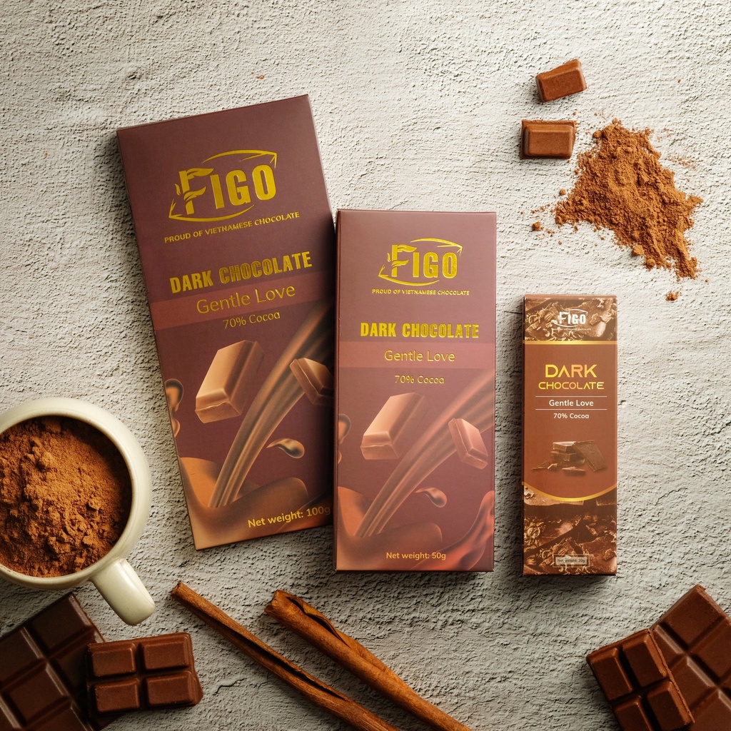 Dark Chocolate 70% cacao ít đường nguyên chất FIgo Việt Nam, diet keto