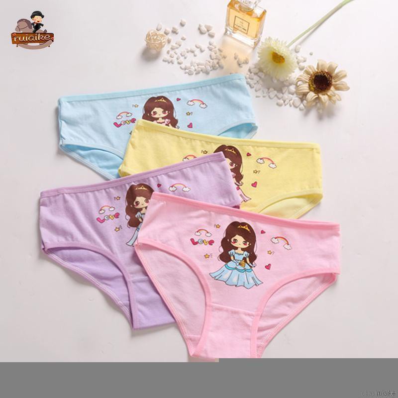 Bộ 4 Quần Lót Cotton In Hình Cáo Hoạt Hình 11 Kiểu Cho Bé Gái