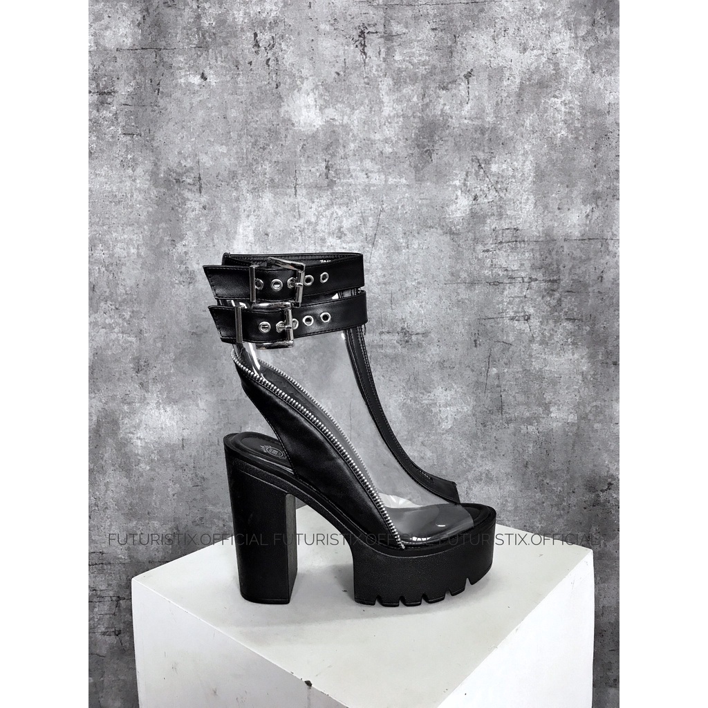 Giày bốt nữ trong suốt, boot cao gót 13cm tôn dáng cá tính dành cho nữ Futuristix  G067