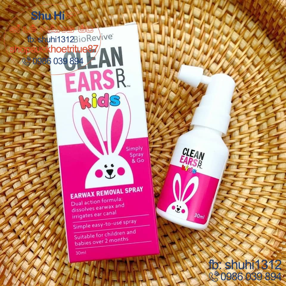 Xịt tan ráy tai clean ears kids 30ml cho bé từ 4 tuần tuổi trở lên úc, an toàn, hiệu quả