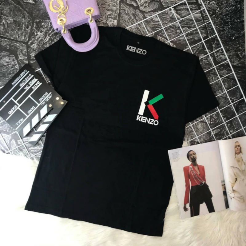Áo Thun unisex logo Kenzo Phong Cách Đơn Giản Thời Trang