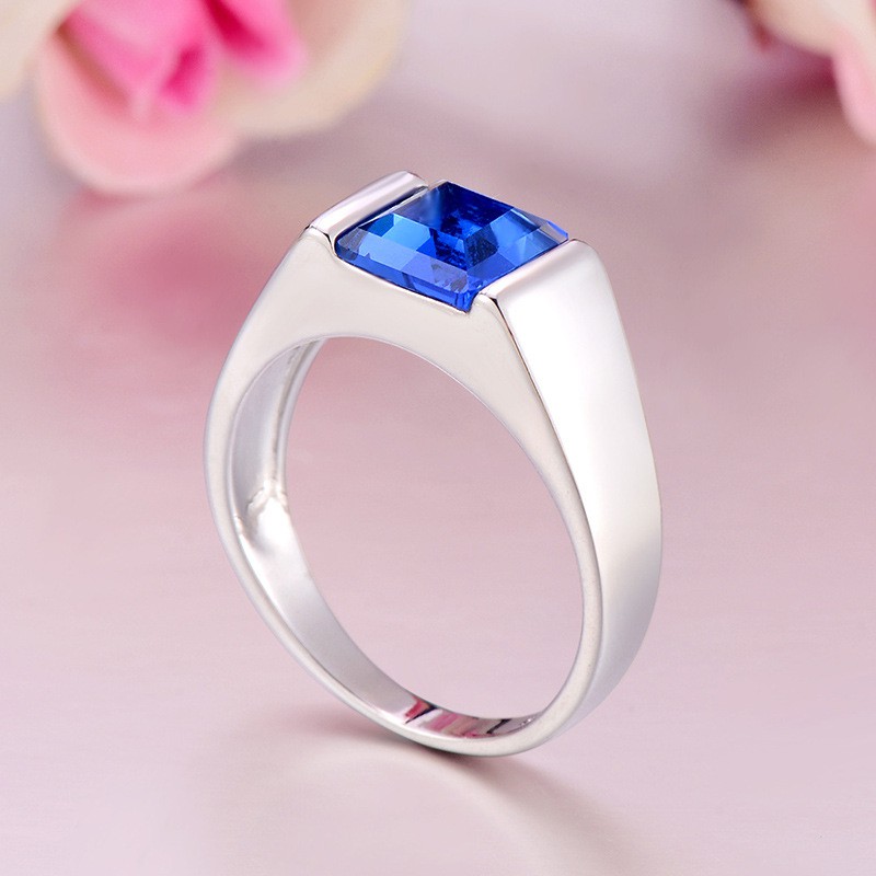 Nhẫn Đính Đá Zircon Xanh Thời Trang Cho Nam