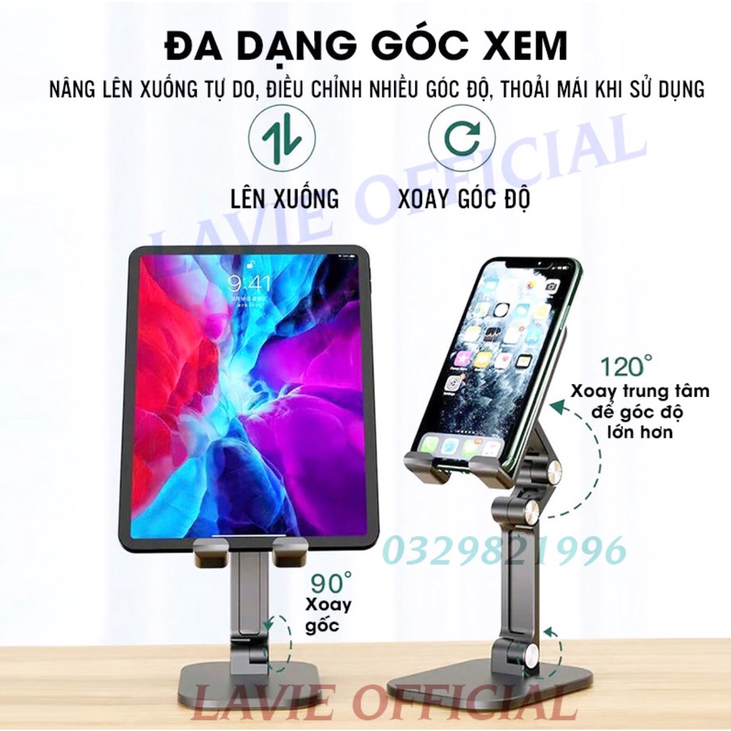 Giá đỡ điện thoại giá đỡ ipad máy tính bảng cao cấp để bàn gấp gọn 3 màu đen trắng xanh Hayaku