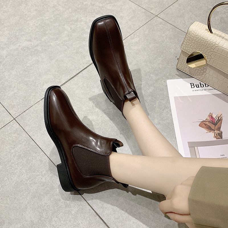 Giày bốt da màu trơn thời trang cho nữ
