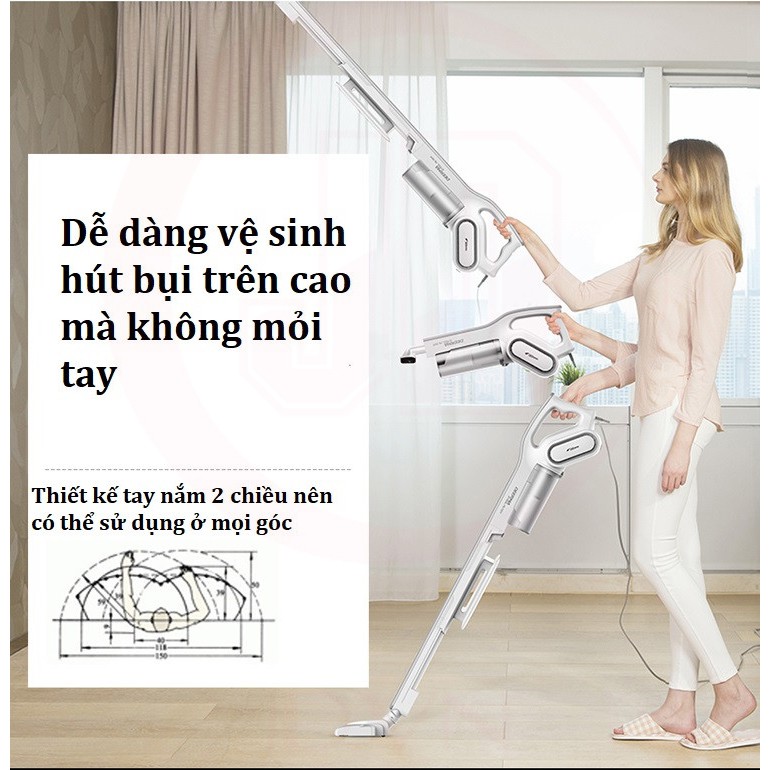 Máy Bụi Gia Đình Cầm Tay 2 Trong 1 DX700 Công Suất Lớn 600W Lực Hút Mạnh JDX03
