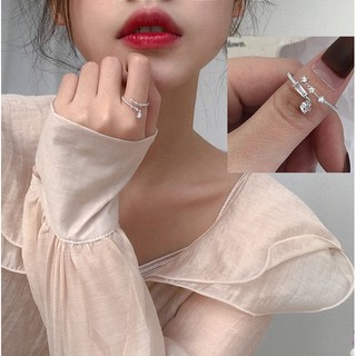 Nhẫn free size sợi mảnh đính đá tòng teng