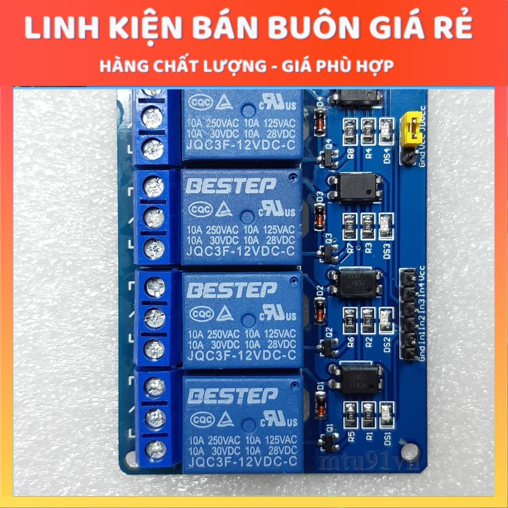 Module Relay 4 Kênh 5V/12V/24V  220V/10A Có Opto Cách Ly