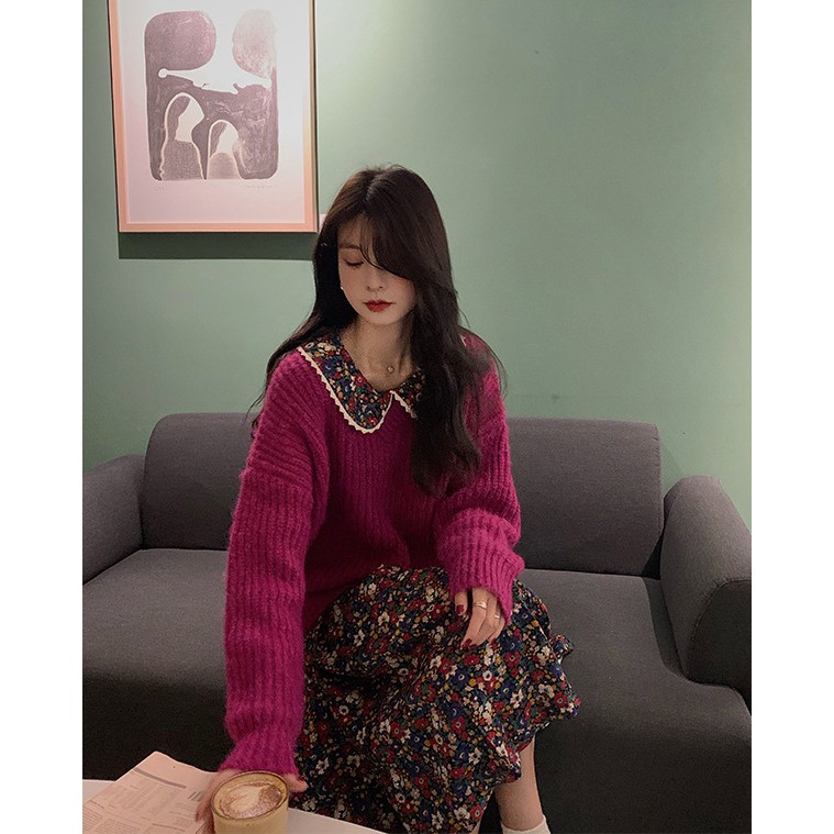 Váy hoa nhí babydoll cổ tròn dáng váy cổ điển Pháp phong cách cô nàng tiểu thư nhẹ nhàng