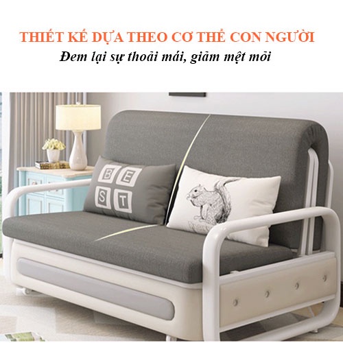 giường sofa gấp gọn thông minh đệm bọt biển khung thép tĩnh điện 1m2 x 1m93 có năng chứa đồ + tặng 2 gối trị giá 250k