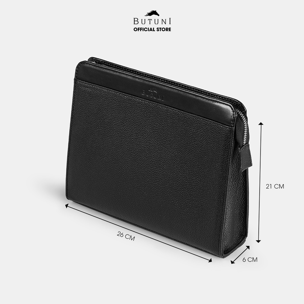 Túi Da Cầm Tay BUTUNI Signoria Clutch - Túi Clutch Nam Cầm Tay Da Volpiana Italy Màu Đen Bảo Hành 12 Tháng