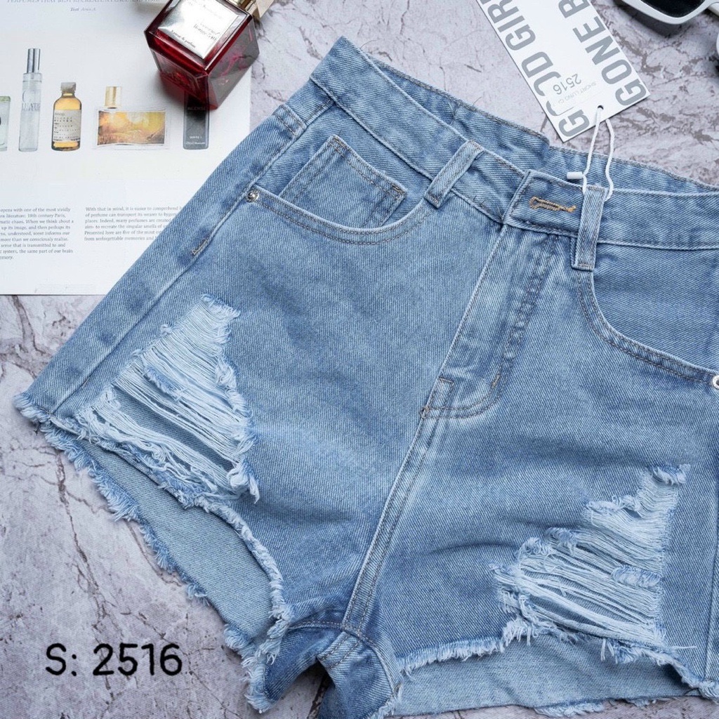 Quân Jeans Short Nữ Rách Kiểu Lưng Cao Màu Xanh,Đen Shop MaiKa Jeans