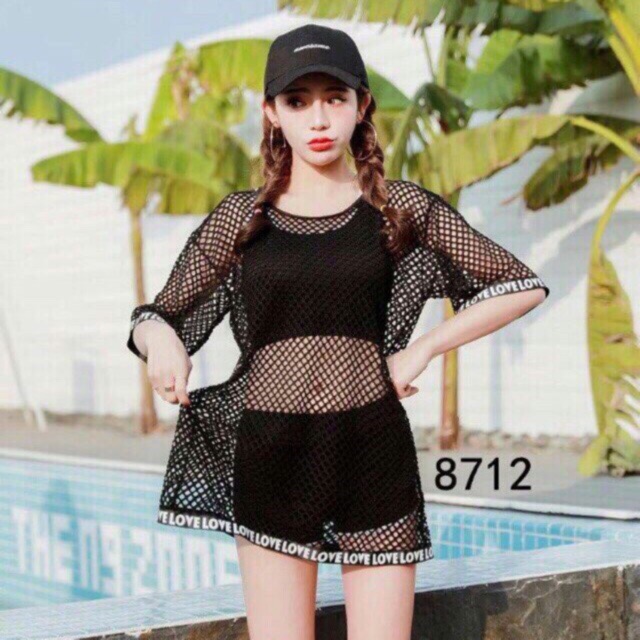 bikini 2019 ren lỗ 3 chi tiết love viền lưới