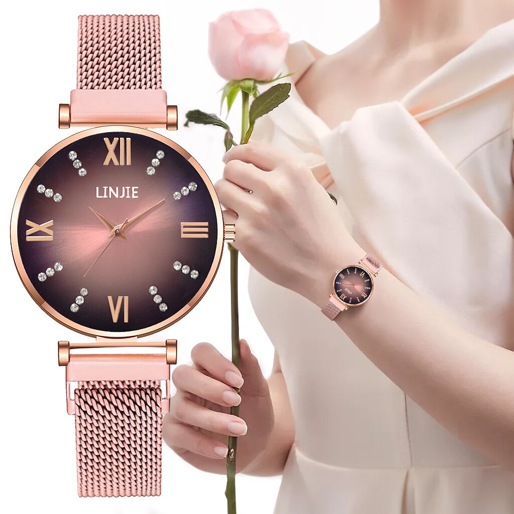 Đồng Hồ Nữ Mặt Thạch Anh Dây Kim Loại Sang Trọng