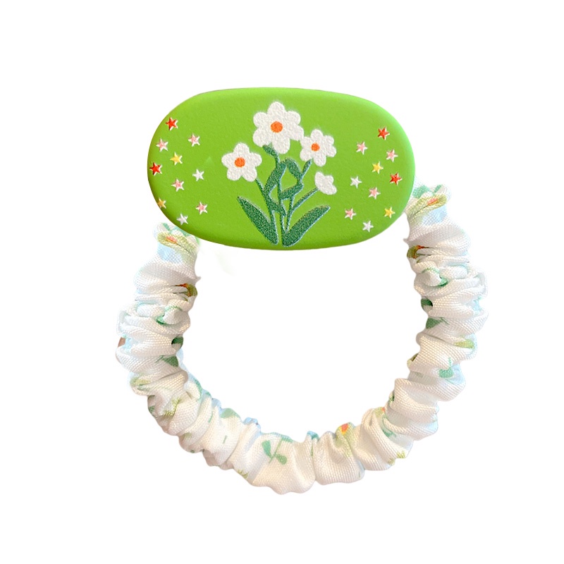 Set 5 Dây Buộc Tóc Nylon Màu Xanh Lá Dễ Thương