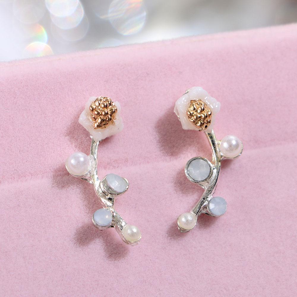 Khuyên Tai Hình Vỏ Sò Đính Hoa Thanh Lịch Cho Nữ