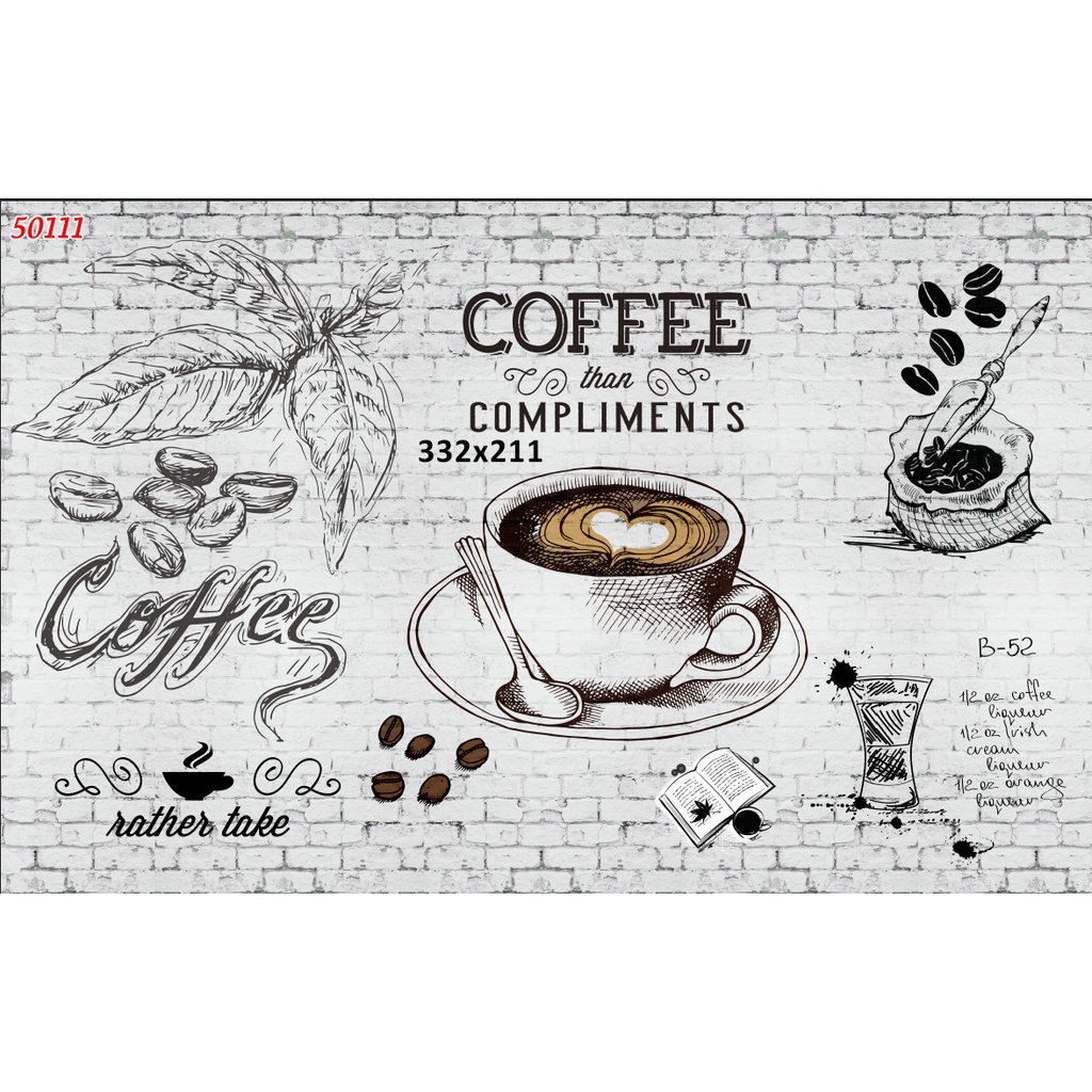 Tranh dán tường trang trí Quán Cafe, Trà Sữa, Trang Trí Cửa Hàng 3D