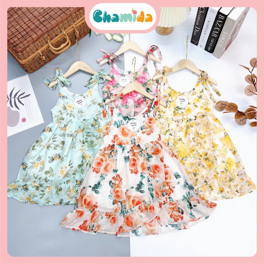 Váy cho bé gái vải voan hàn cao cấp V10 size từ 14 – 28kg, đầm công chúa CHAMIDA xinh xắn, đáng yêu