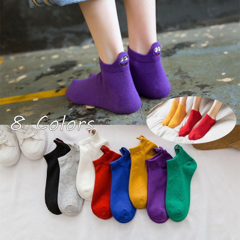 Đôi vớ cotton in hình mặt cười dễ thương cho nữ