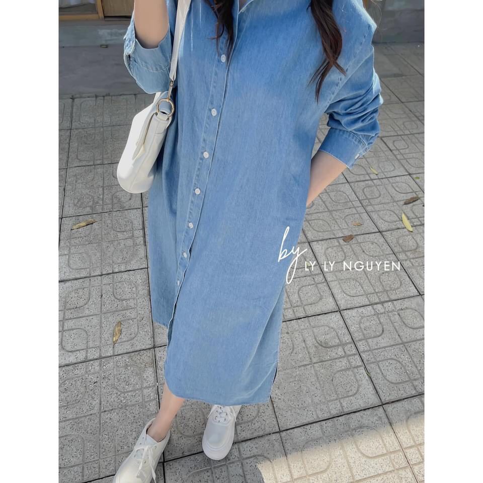 HV-Đầm jean suông tay dài:220k