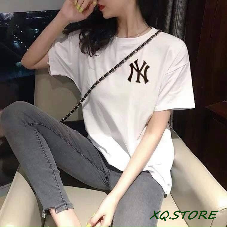 Áo Thun Unisex Vải Cao Cấp Trắng Đen Logo In [Mẫu06_NY]