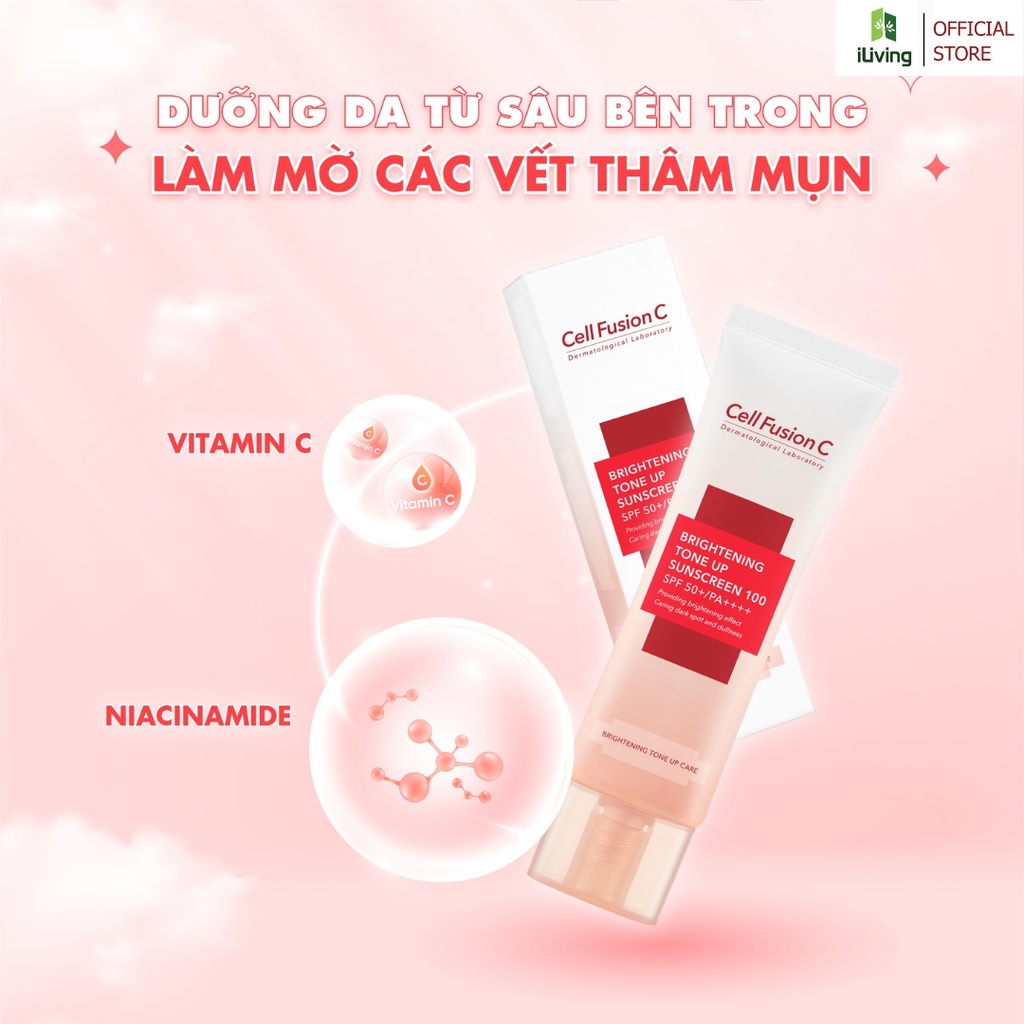 Kem chống nắng nâng tông da Cell Fusion C Tone Up Sunscreen 100 SPF50+/ PA ++++ 50ml, 35ml và 1.2g ILIVING-CELKCNNT