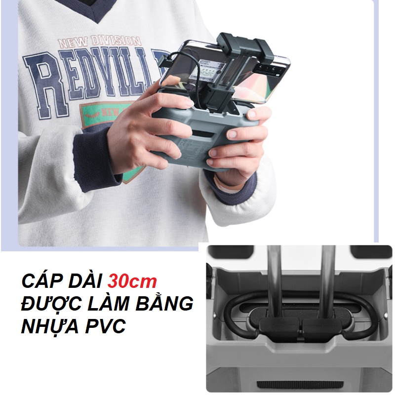 Cáp flycam kết nối tay điều khiển và điện thoại cho Flycam DJI air3 mini 4pro 3pro, mini2, mini 2SE, Mavic Air 2, air 2S