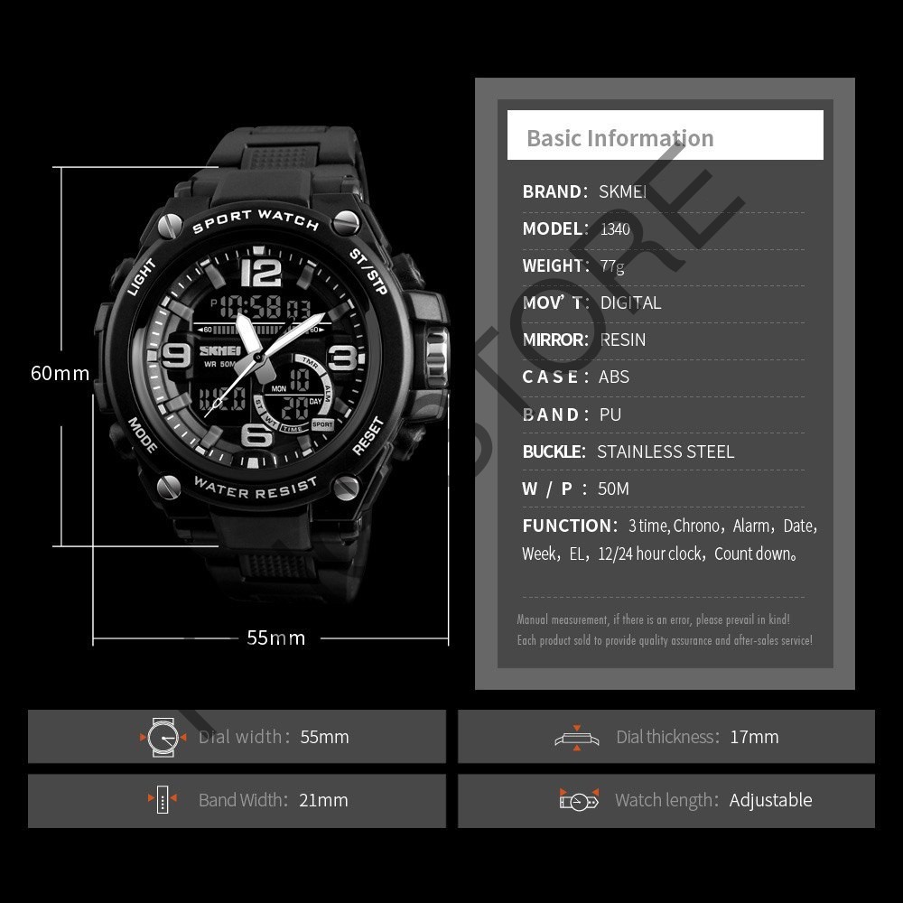 Đồng hồ thể thao SKMEI DH32 nam tính mạnh mẽ chống nước chống sốc, kim điện tử đa chức năng -KING STORE | BigBuy360 - bigbuy360.vn