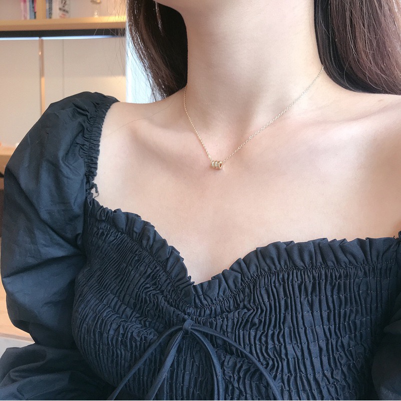 Dây chuyền unisex Her Accessories vòng cổ mặt trụ tròn dáng mảnh xinh xắn C34